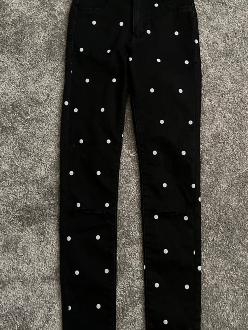 ZARA Black Polka Dot Stretchy High Wasted Skinny Jeans, Size 2 XS